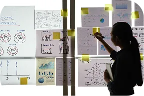 Consultant analysing charts