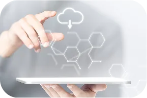 Tablet showing a cloud infrastructure