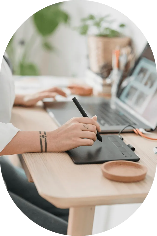 Designer working on interface mock-ups